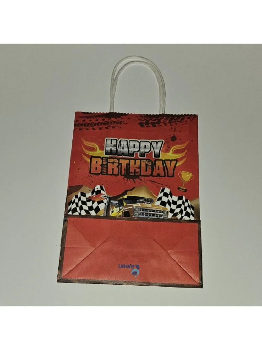 7 Monster Truck Happy Birthday Paper Gift Bag Lot 8.5x6 Green Blue Red Yellow